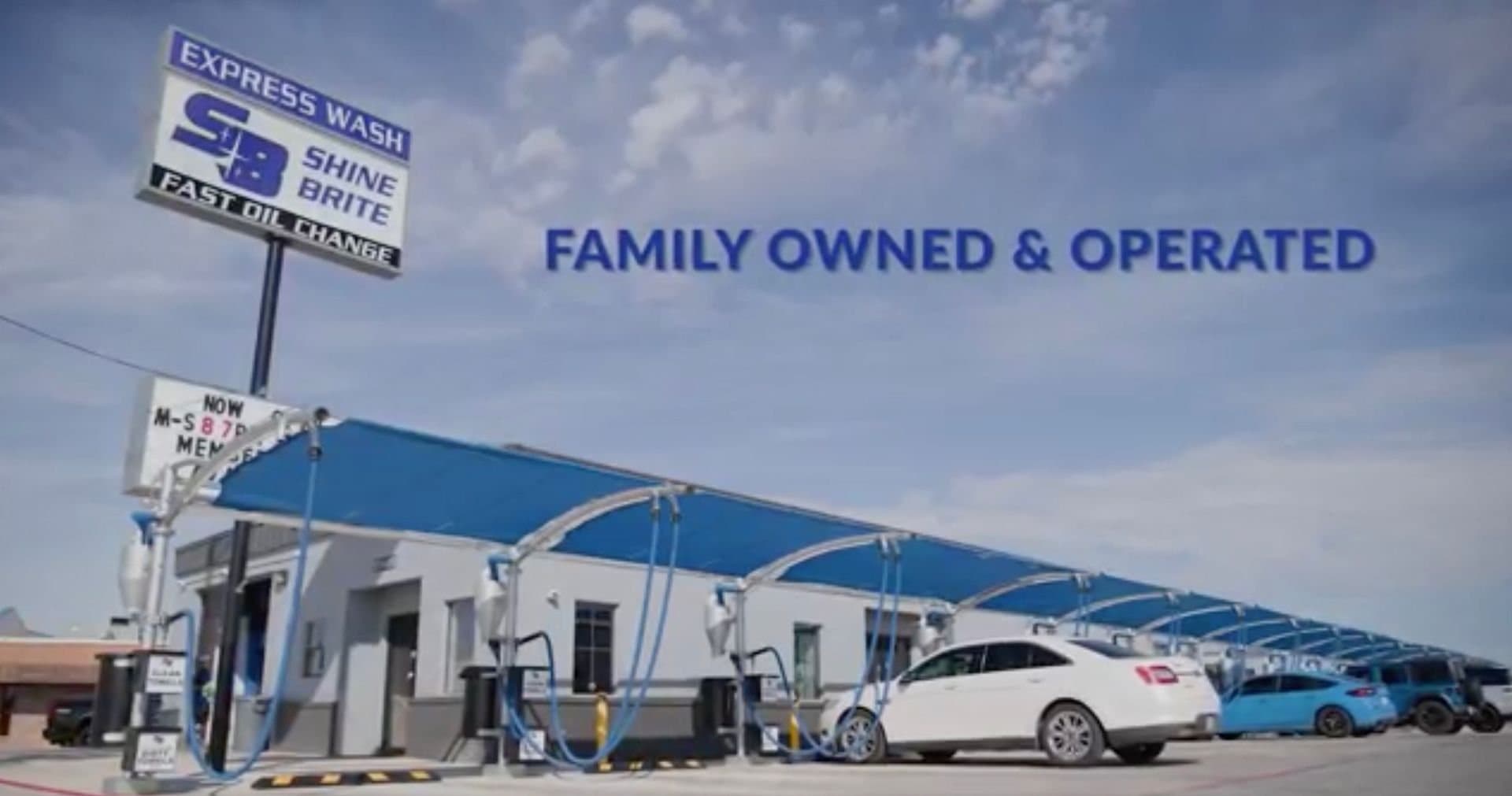 The vacuum canopy with a Family Owned & Operated banner
